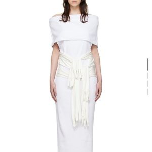 NWT MM6 Maison Margiela White Cotton Off the Shoulder Glove Maxi
